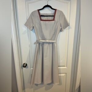 Paul Alfred Vintage Fitted Nautical Midi Dress with Belt 70s